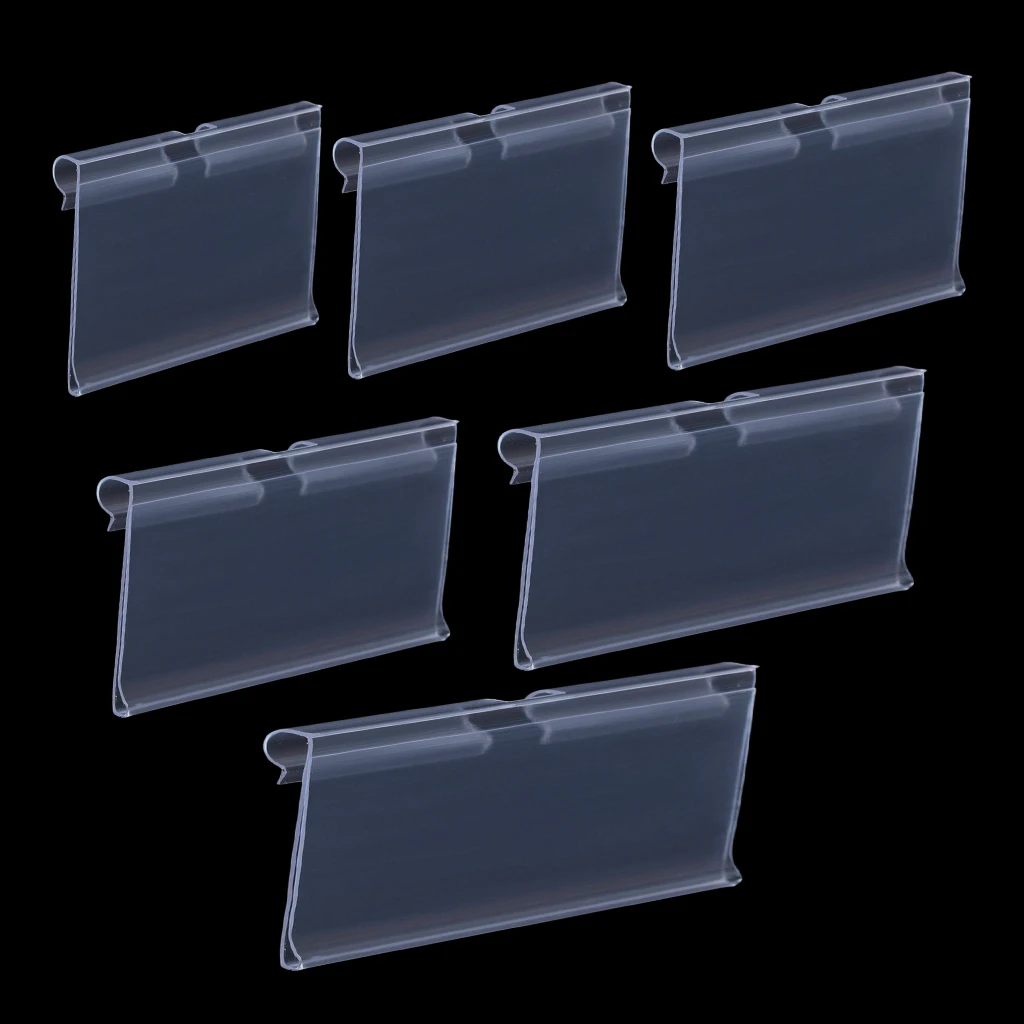 50-pack Transparent PVC Shelf Retail Price Tag Label Display Holder Durable