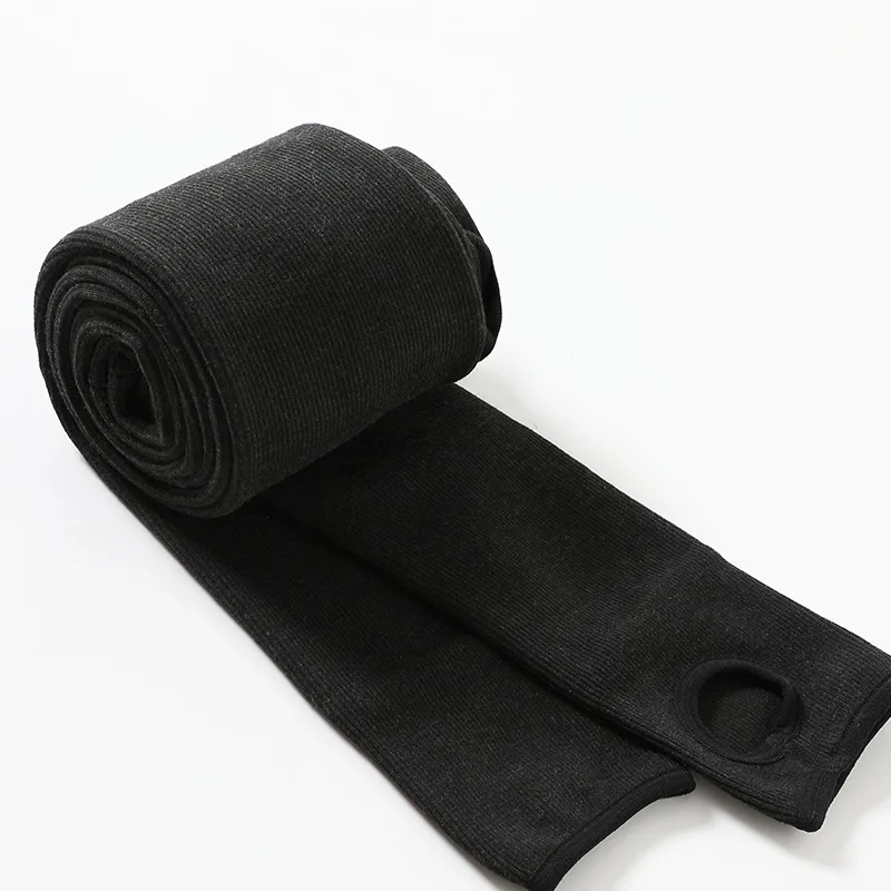 140g  210g 340g Vertical stripe velvet Winter Thickened Cotton High Waist Warm Plush And Women Pantyhose Black and grey