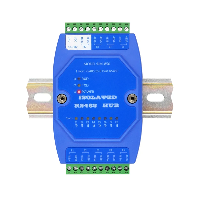 

8-port 485 hub 8-port RS485 splitter sharer photoelectric isolation lightning protection isolator repeater eight ports