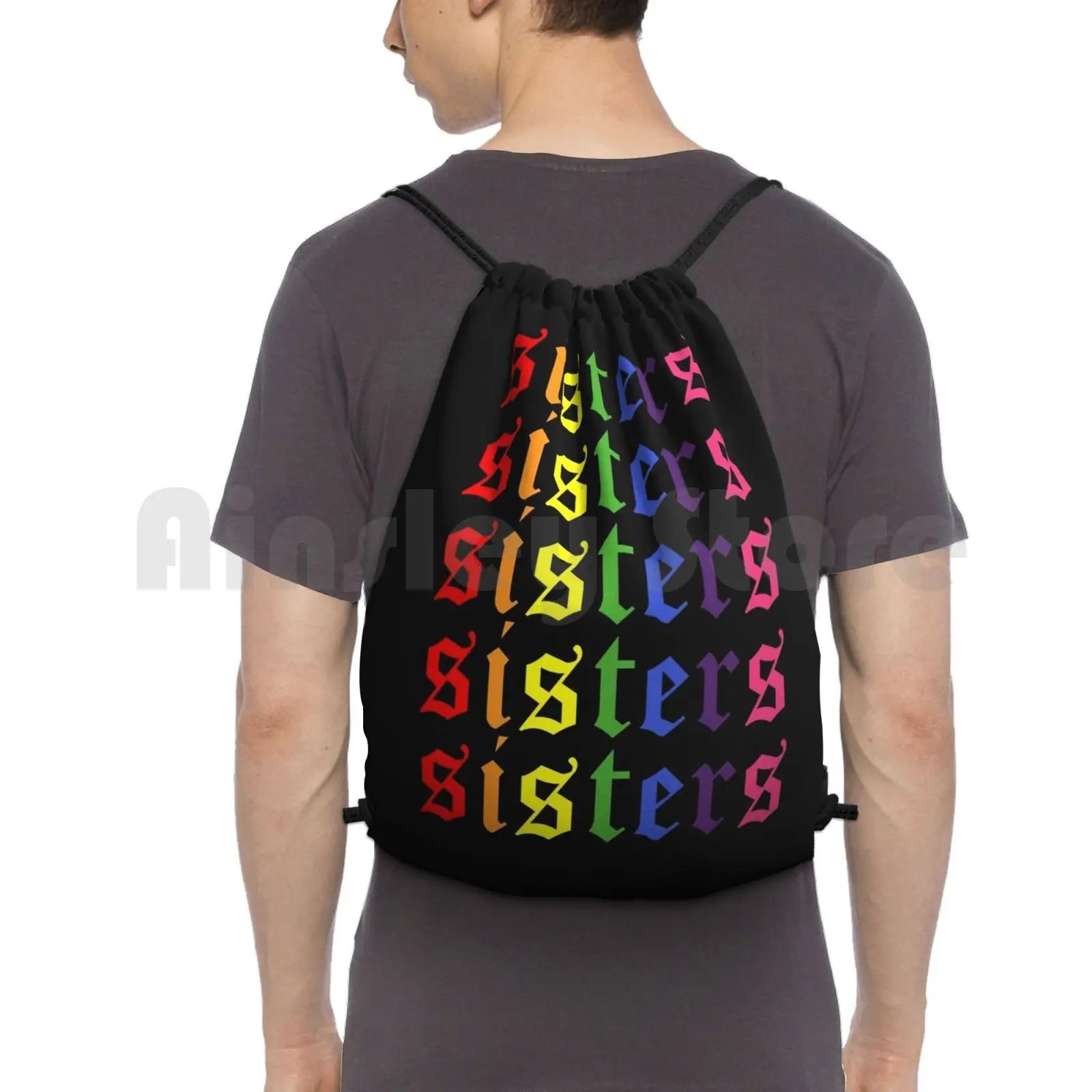 James Sisters Artistry Logo Repeating Backpack Drawstring Bag Riding Climbing Gym Bag James Artistry Logo James Rainbow