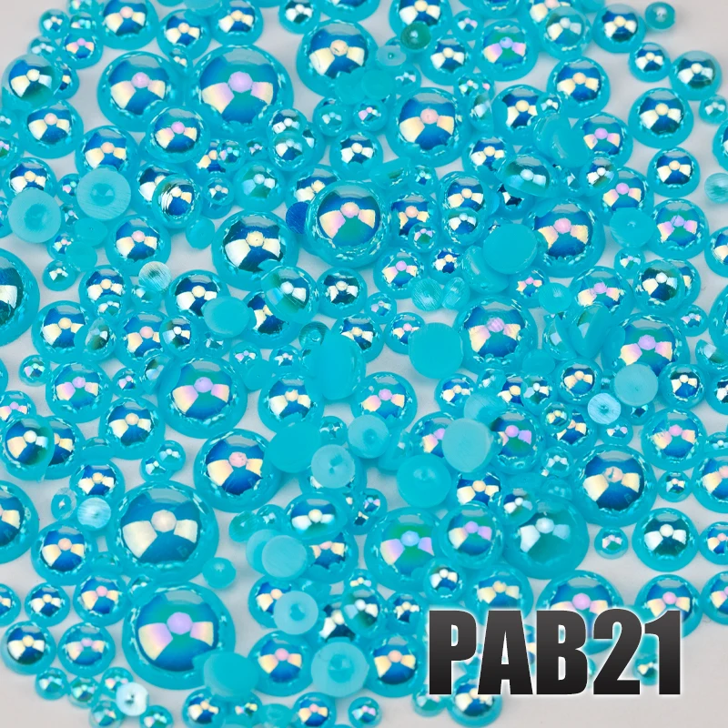 VDD 200g Großhandel Gemischte Größen 3-10mm Farbe AB Macaroon ABS Imitationsperlen Halbrunde Flachrückseitige Perlen DIY Nagelkunst Dekoration Handwerk – Detail 23