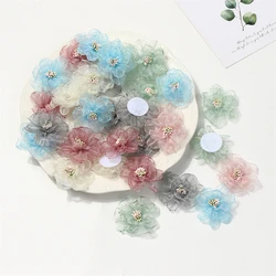 10PCS Chiffon Artificial Hair Flowers Clothing Making Hair Accessories ​For Bouquet Wedding Party Craft Home DIY Decorations