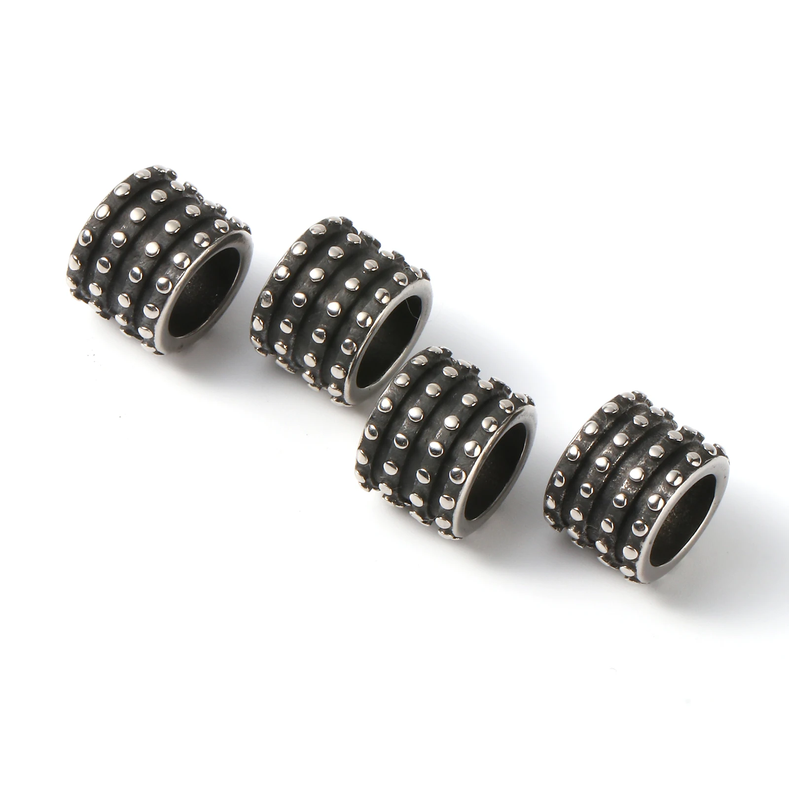 2 PCs Stainless Steel Beads Cylinder Gunmetal Dot Beads for Man DIY Fashion Jewelry Making 12mm x 9mm, Hole: Approx 8mm