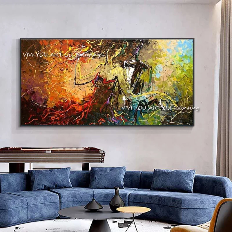 Palette Knife Colorful Hand Painted Textured Oil Painting Artwork Modern Oversize Abstract Art Extra Large Wall Art  Home Decor