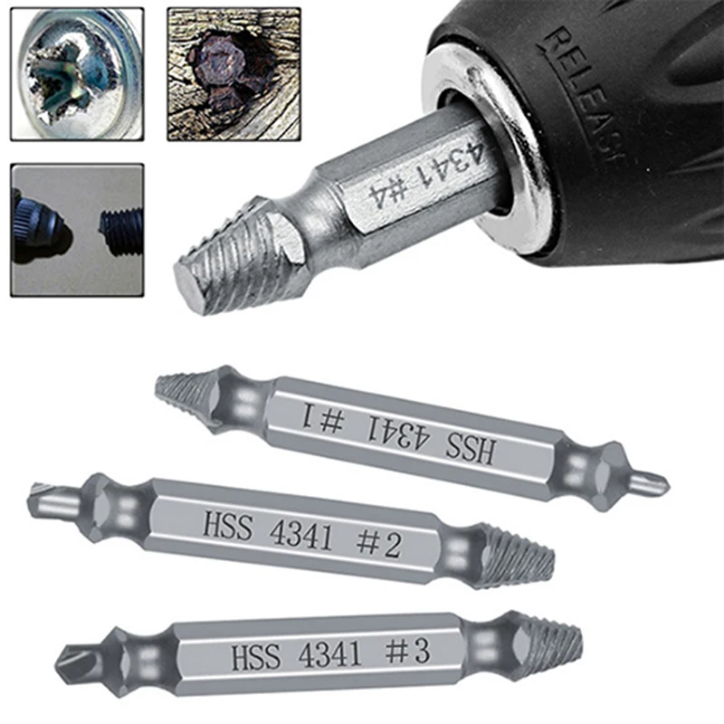 6pcs HSS4341 Damaged Screw Extractor Drill Bit Set Stripped Broken Screw Bolt Remover Extractor Easily Take Out Demolition Tools
