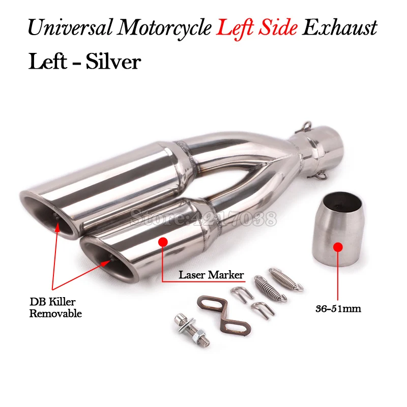 Universal Motorcycle Double Hole Exhaust Pipe Pot Echappement Moto Motorbike Muffler Escape For benelli 502C Ninja 250 R1 R3 R25