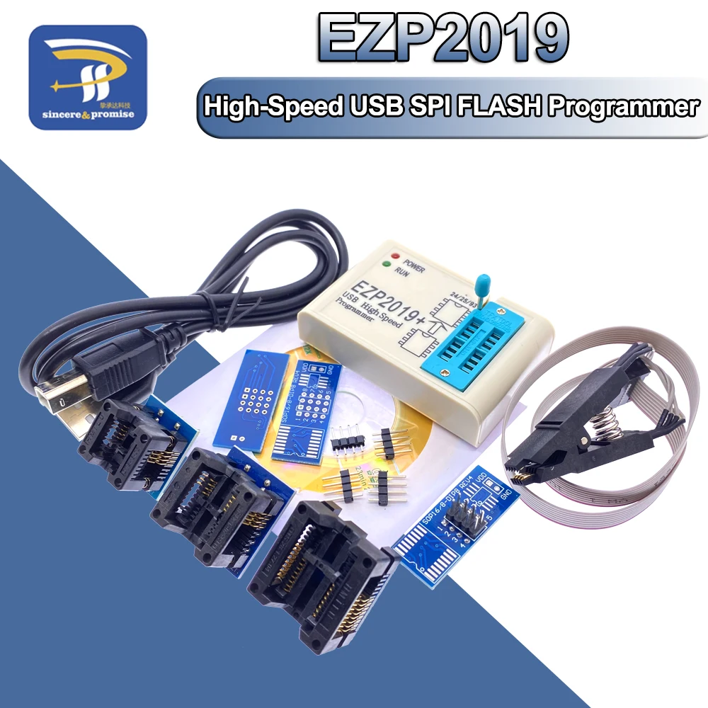 Newest Version EZP2019 High-speed USB SPI Programmer Support24 25 93 EEPROM 25 Flash BIOS Chip Full Set With Adapter Socket