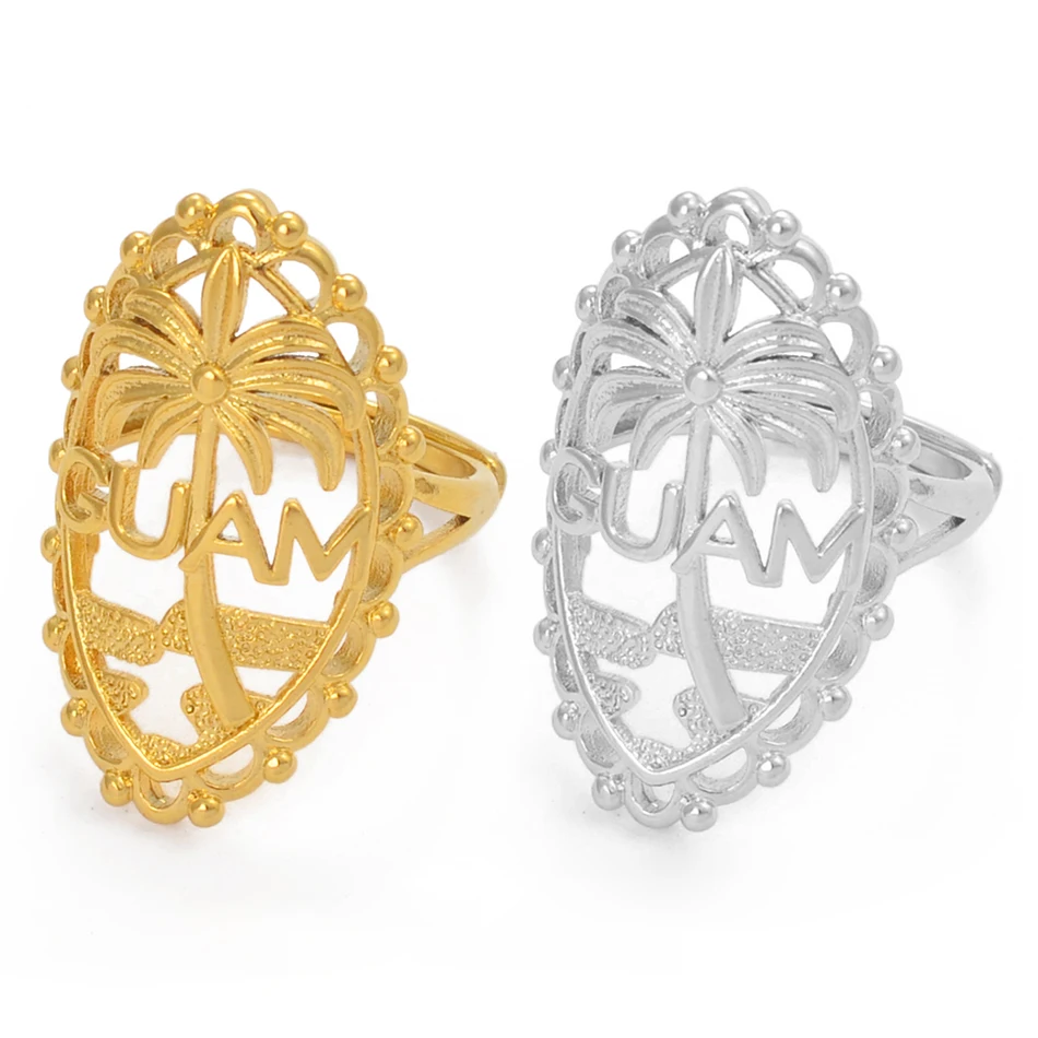 Anniyo Guam Ring für Frauen Mädchen Männer Gold Farbe veränderbar zu öffnende Ringe ethnischen Schmuck Geburtstags feier #209406