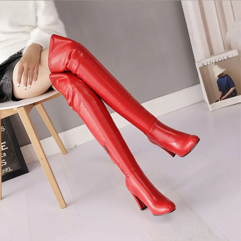 Sgesvier 2021 newest over the knee boots women round toe autumn boots sexy stiletto thick heels shoes woman long boots B704