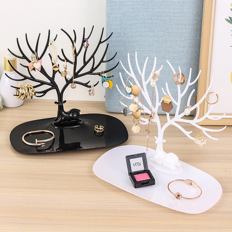 Hot Black White Pink Rose Red Deer Earrings Necklace Ring Pendant Bracelet Jewelry Cases&Display Stand Tray Tree Storage jewelry