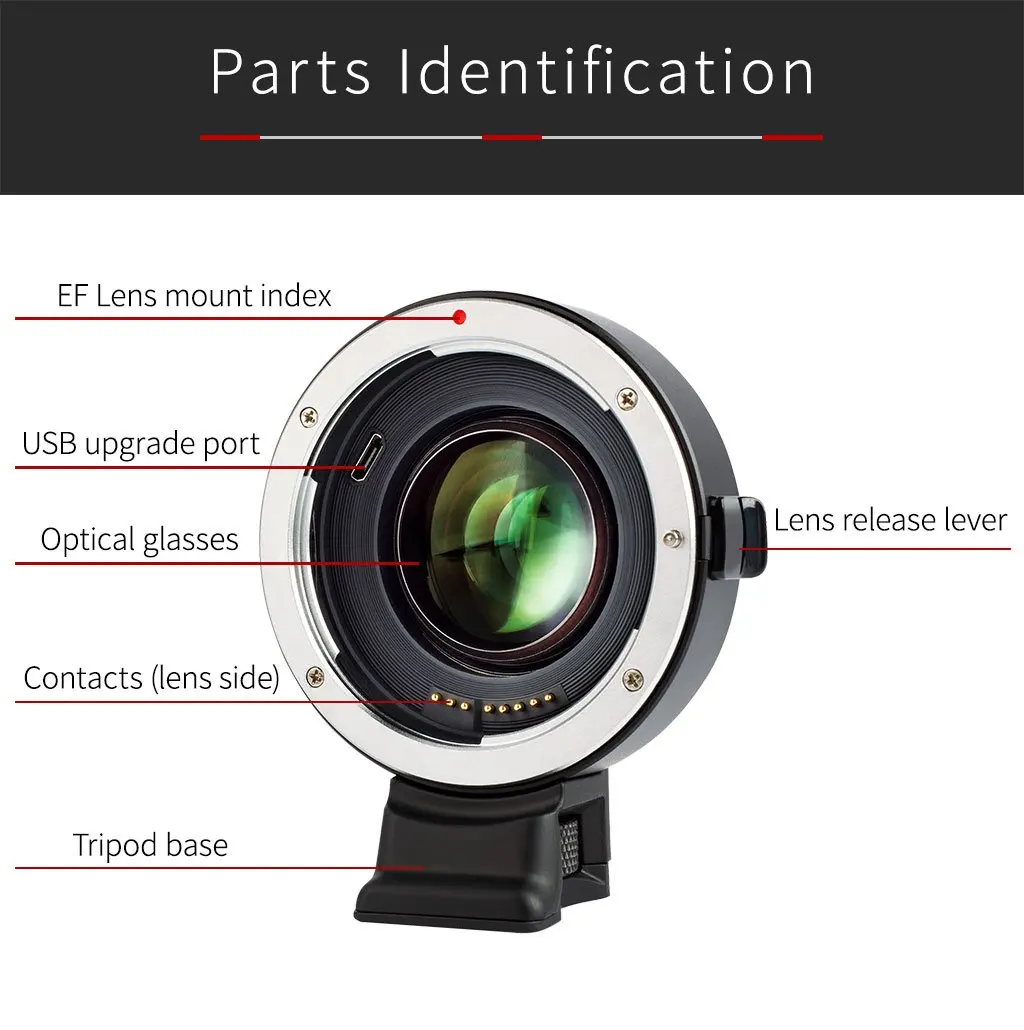 Viltrox EF-E II Lens Adapter Ring Auto Focus 0.71X Reducer Speed Booster for Canon EF Lens to Sony E Mount Camera A6400 A7RII