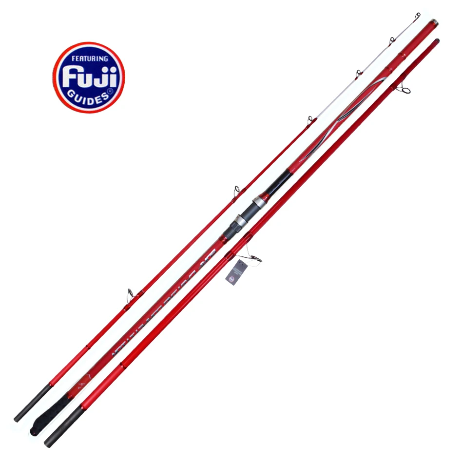 

4.25M Full Fuji Components 100-250g 3sections Superhard High Carbon Surf Rod Long Casting Beach Far Shot Fishing Pole