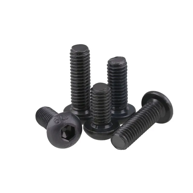 10/50pcs Hex Screw M2 M2.5 M3 M4 M5 M6 M8 M10 Stainless Steel Black Grade 10.9 ISO7380 A2-70 Hexagon Socket Round Head Screws