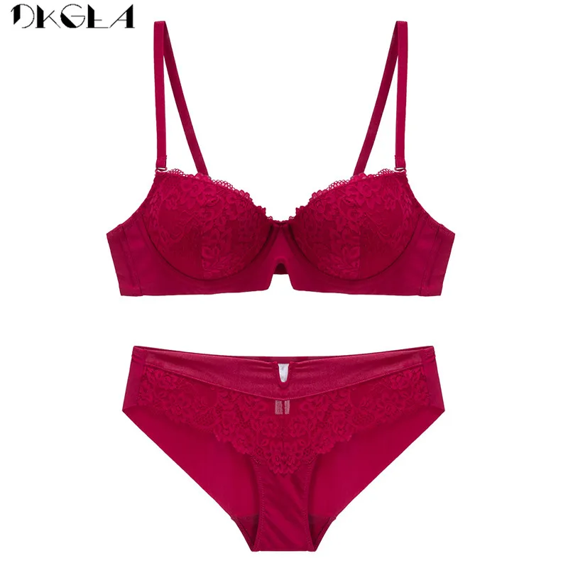 2020 New Gather Bra and Sets Lace Embroidery Sexy Underwear Set Cotton Thick Brassiere B C D Cup Push Up Bra Women Lingerie Set