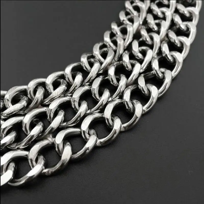 HQ S1 Stainless Steel Double Triplex Chain Dog Collar Lead Leash Outdoor Pet Dog Training Collar P Chain for Middle Big Dogs