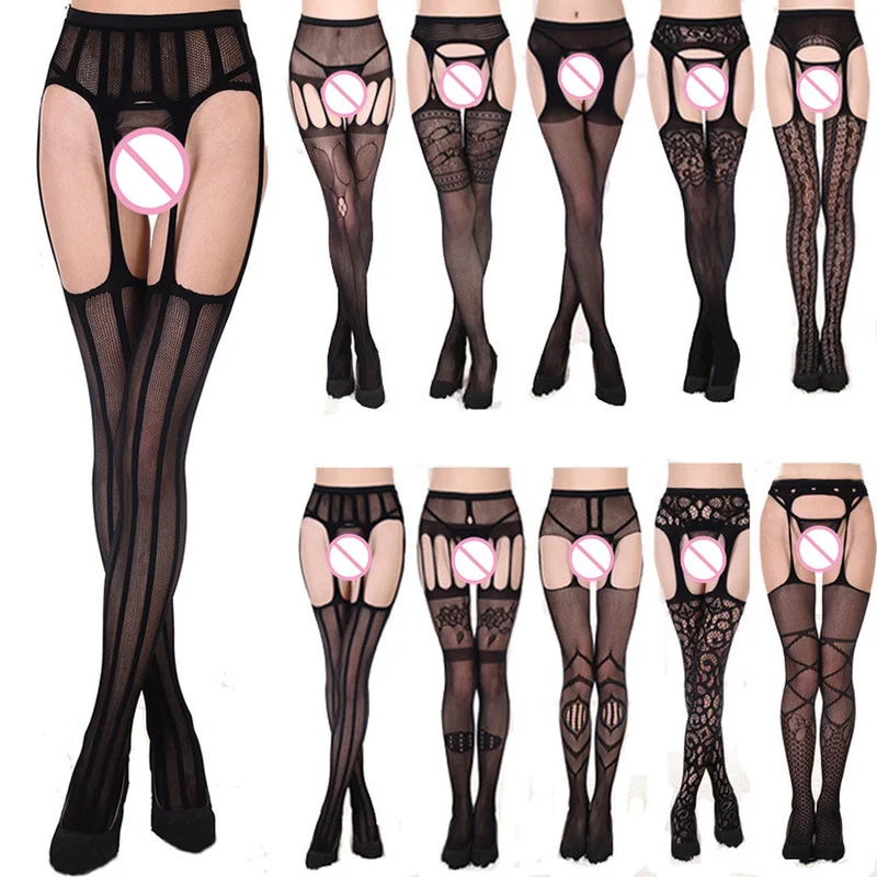 

Sexy High Fishnet Tights Embroidery Stockings Pantyhose Women Elastic Lingerie Lace Kousen Erotic Stockings Gift High Knee Sock