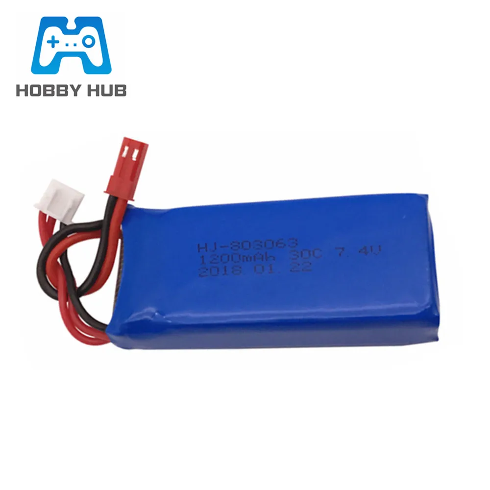 Bateria e carregador Lipo para RC Drone, 7.4V, 1200mAh, Yizhan Tarantula X6 H16 Quadcopter 2S, WLtoys V666 V262 V323