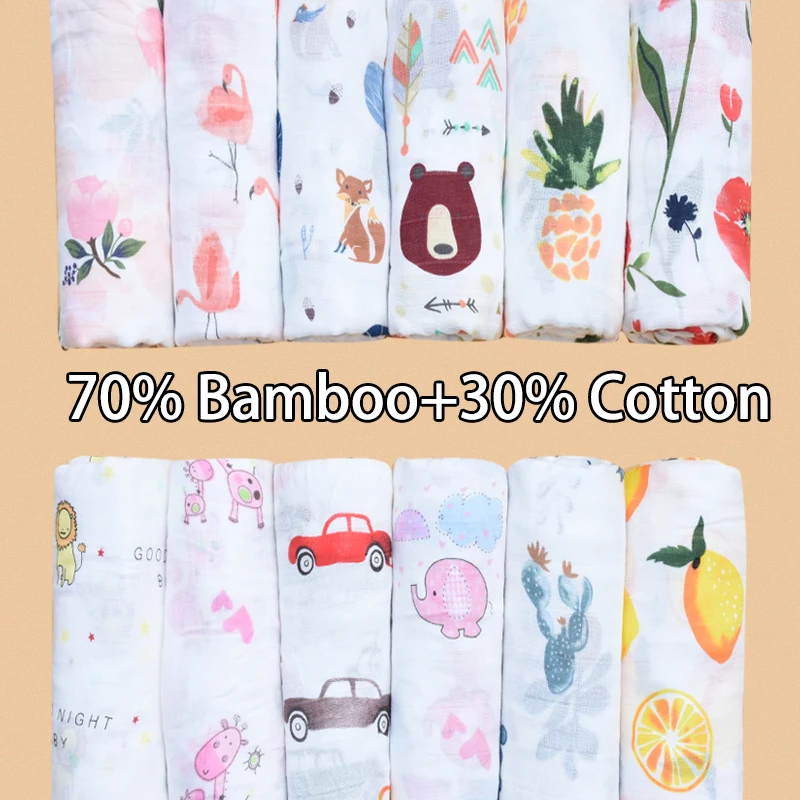 Muslin Baby Swaddle Bamboo Cotton Blanket Wrap Gauze Feeding Scraf Burp Cloths Bath Towel Baby Swaddle Small Size Baby Stuff