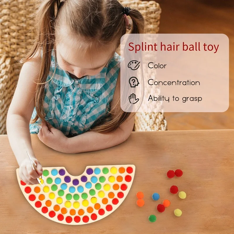 1Set Montessori Educational Toys for Children Color Sorting Rainbow Toy Clip Beads Game Puzzle Board Wooden Toys Christmas Gifts