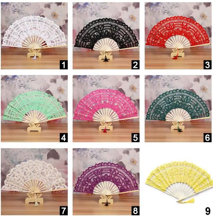 

27cm Handmade Cotton Battenbury Lace Folding Hand Fan for Party Bridal Gift Wedding Decoration Lady 's Embroidery Fans SN3113