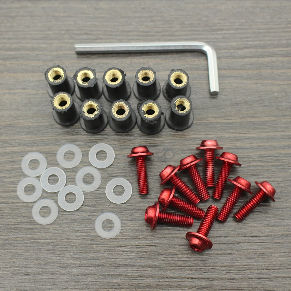 Fotografia 4: Kits de parafusos para para-brisa de motocicleta, 10 tamanhos de 5mm, universal, para kawasaki honda e yamaha