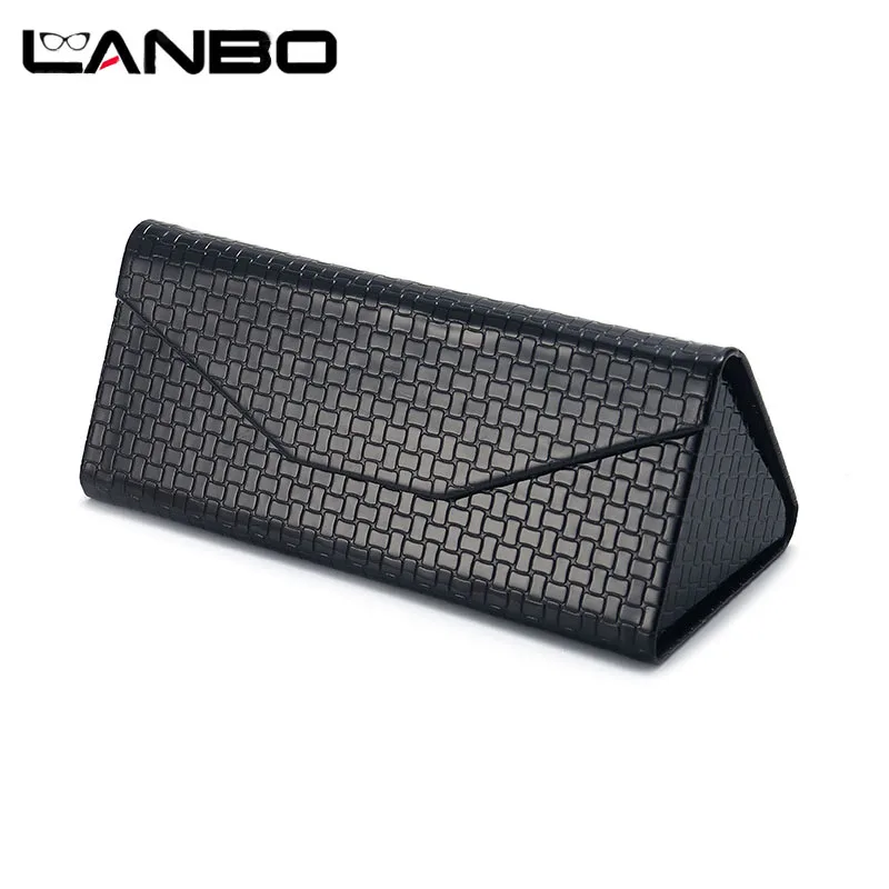 LANBO Triangle Glasses Box Retro Color Folding Sunglasses Case PU Waterproof Strong Magnet Eyewear Protective OrganizerTriangle