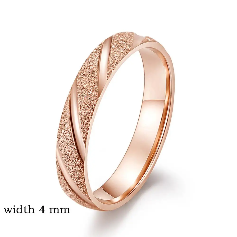 KNOCK Vintage 4mm Frosted Stainless Steel Ring  black /Rose Gold Engagement Wedding Rings Jewelry For Women