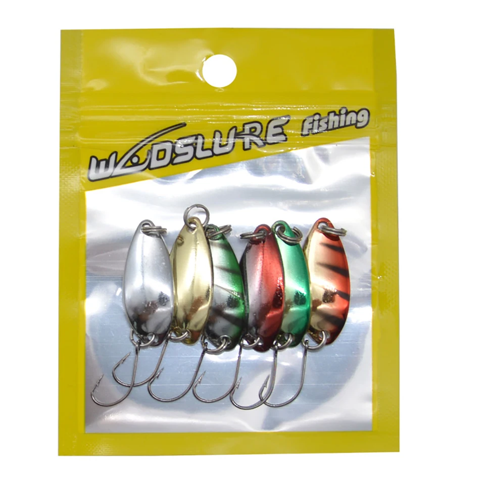 10 sztuk/6 sztuk miedzi przynęta na łyżkę 2.5G 32mm Metal Fishing Lure z pojedynczy haczyk twarda przynęta przynęty Spinner zima lodu połowów