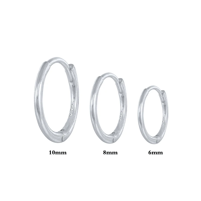 ROXI 3pcs 6/8/10mm Set di orecchini a cerchio lisci per le donne orecchini a cerchio in argento Sterling 925 Huggie ciondola gioielli gioielli