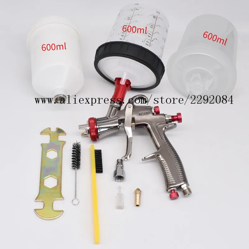 LVLP manual spray gun air spray gun airbrush 1.3mm 600CC no-clean cup paint mixing cup spray gun suitable for paint craftsmen