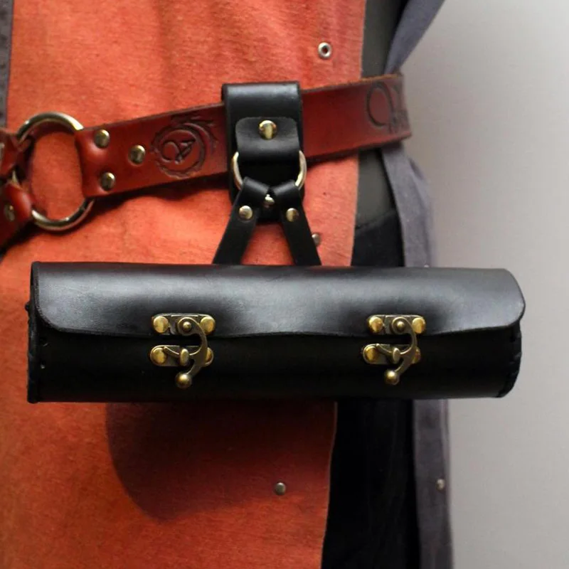 

Steampunk Magic Scroll Case Medieval Messenger Poet Letter Map Tube Holster Document Manuscript Belt Pouch Cosplay Magician LARP