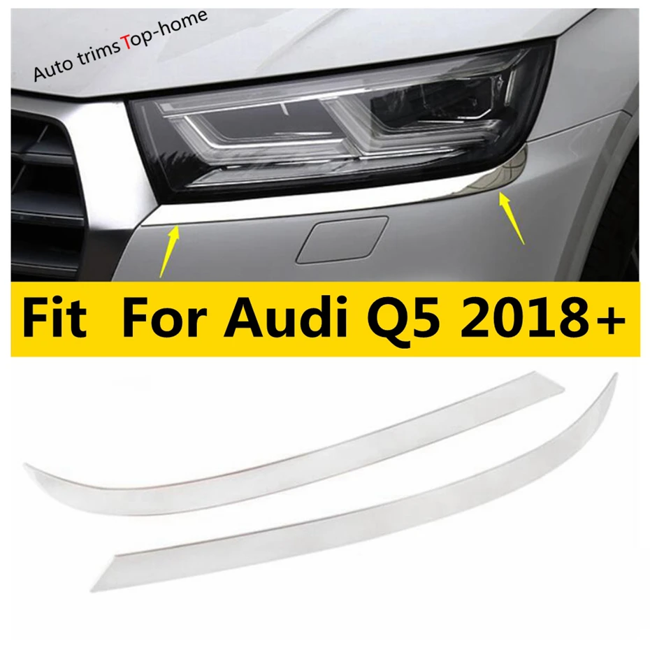 

Stainless Steel Front Head Lamp Light Eyelid Eyebrow Decor Strips Cover Trim Fit For Audi Q5 2018 - 2022 Car Accessories