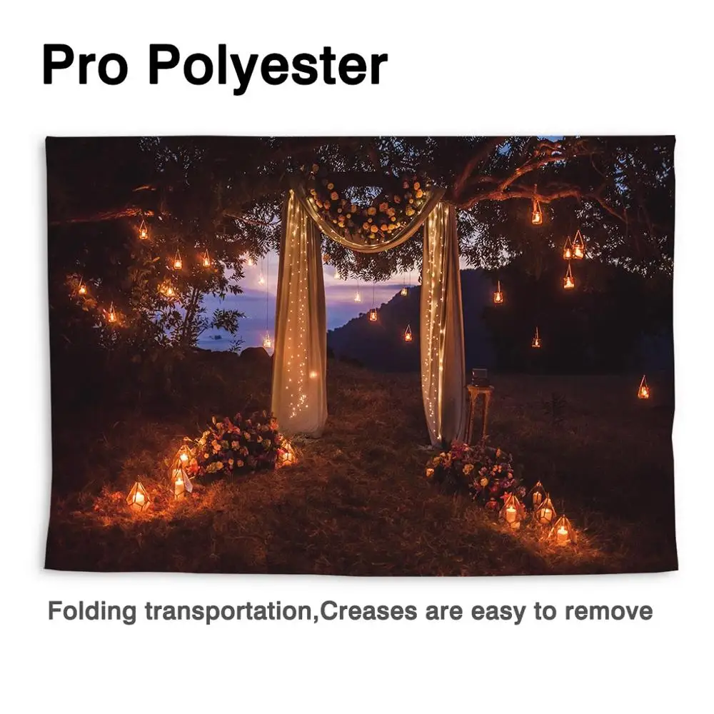 Funnytree 웨딩 약혼 배경 커튼 초원 밤 빛 꽃 배경, 파티 장식 사진 스튜디오 Photocall 배너