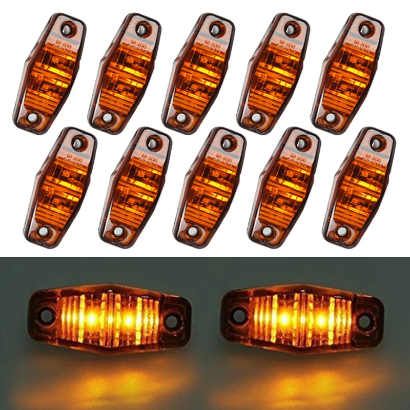 10PCS 2LED Universal Led light Side Marker Car Lights for Trailer Trucks Caravan Clearance Lamp Surface Mount 12V-24V