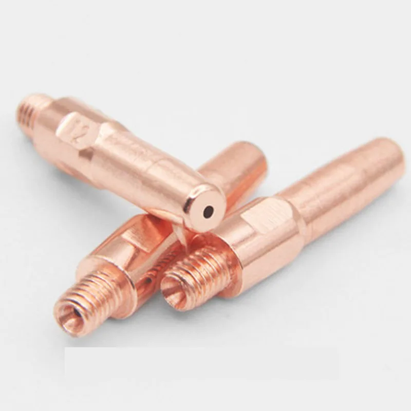 10 Pcs/Lot CO2 Welder Gun Accessories 0.8 / 1.0 / 1.2 / 1.6 x 40mm Copper Welding Conductive Nozzle Wire Feed Nozzle