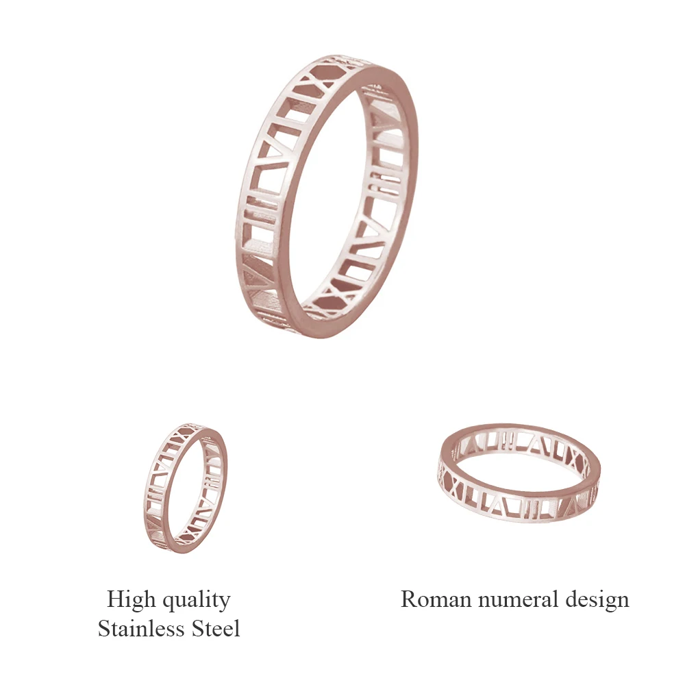 Beadsnice Roman Numeral Ring Steel Iron Trendy High Quality Initial Hollow Selected Gifts For Girlfriend Lover ID 41132