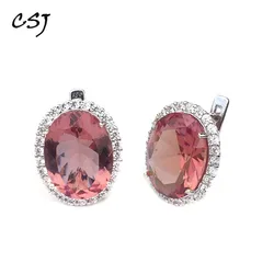 CSJ Big Stone Zultanite Earring Sterling 925 Silver Oval Cut 12*16MM Created Sultanite Fine Jewelry Women Wedding Party Gift