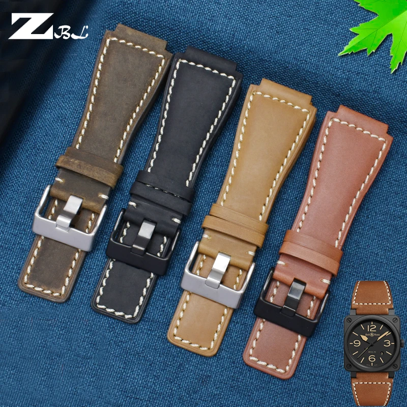 Genuine Leather Watchbands Men\'s wristband for Bell & Ross B&R BR-01 and BR-03 Strap High Quality Wrist Belt Bracelet + Tool