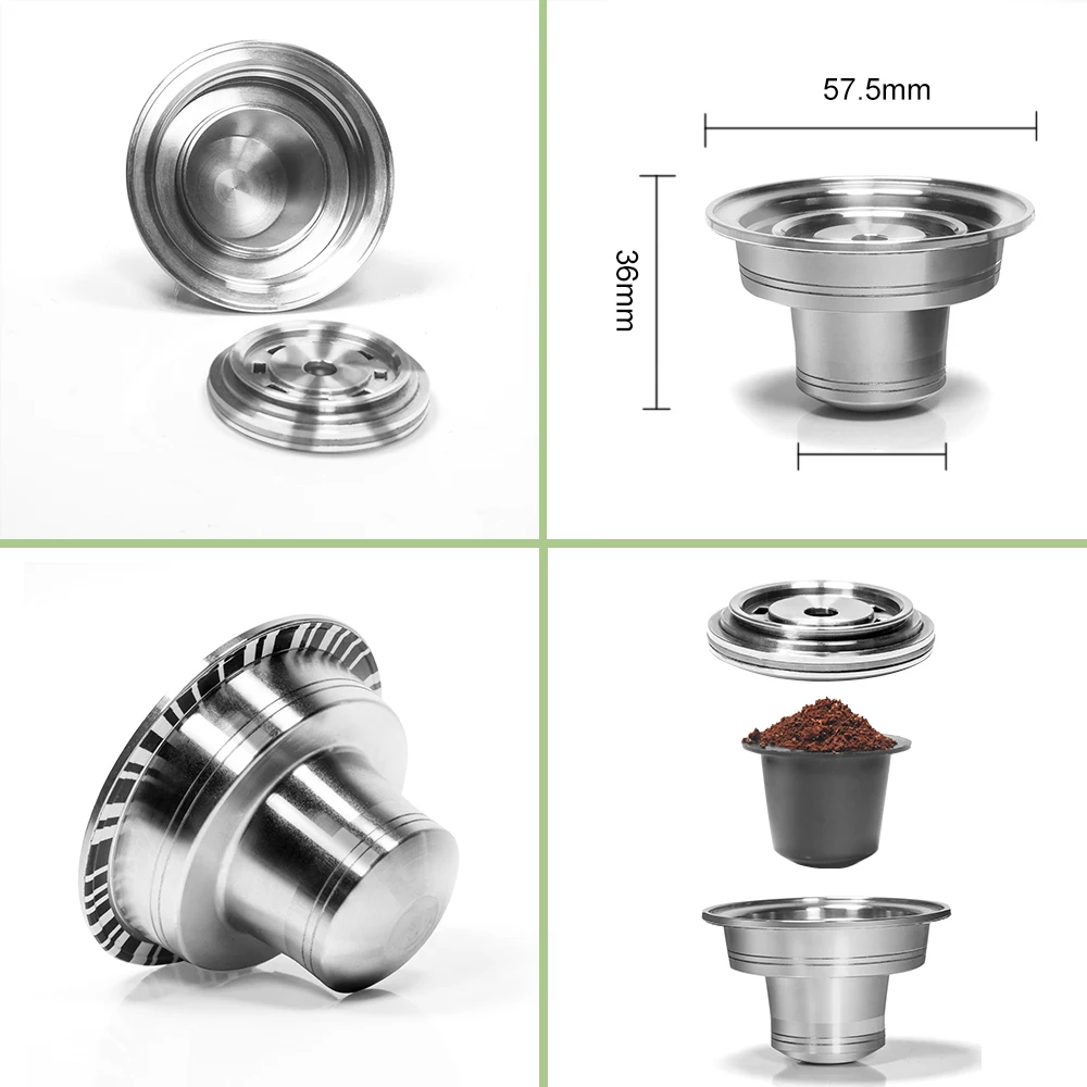 Reusable Capsule Adapter for Nepresso Vertuoline Machine Compatible with Original Pods Stainless Steel Fit for Next & Pop Maker