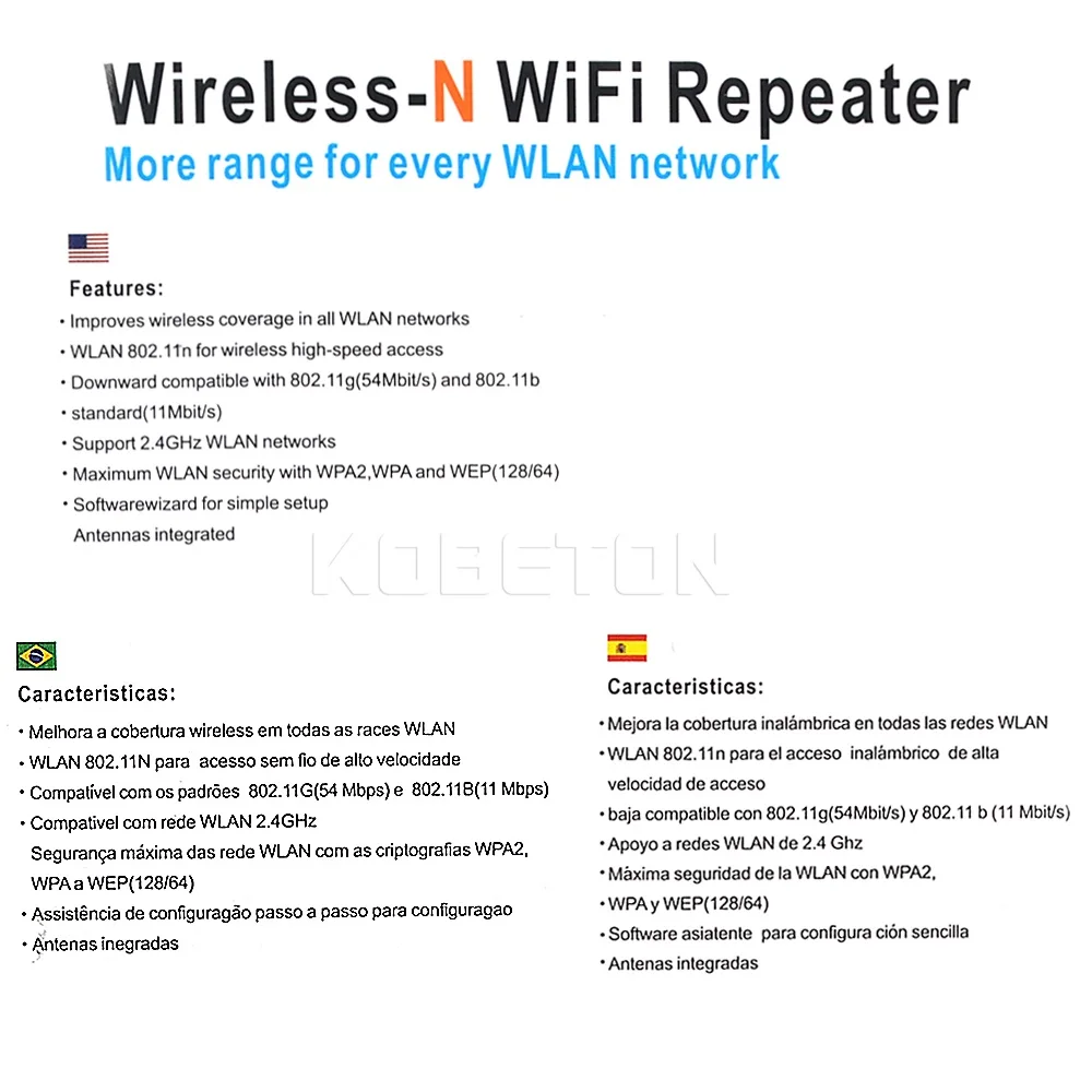 Kebidumei Wps Router 300Mbps Wireless Wifi Repeater Wifi Router Wifi Signaal Boosters Netwerk Versterker Repeater Extender Wifi Ap