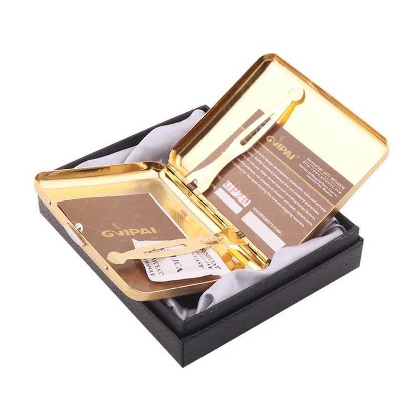 Metal Stainless Steel Men Cigarette Case with Gift Box For 16 Pcs Tobacco Cigarette Box Cigarette Holder Best Gift