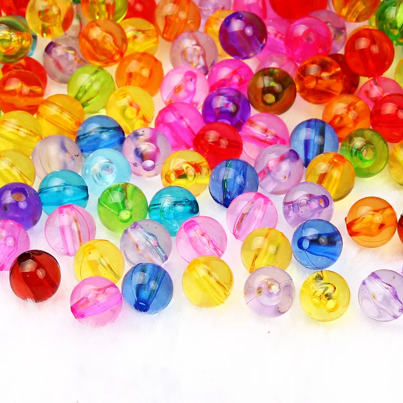 5Pcs 8mm Transparent Colorful Acrylic Beads Round Ball Spacer Loose Beads For Jewelry Making Bracelet Diy Accessories