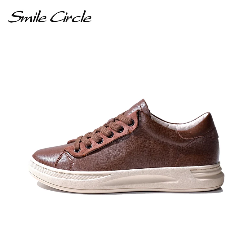 

Smile Circle Sheep leather Luxury Women Sneakers Casual Flat Ladies Shoes high quality Comfortable Women's Flat Shoes