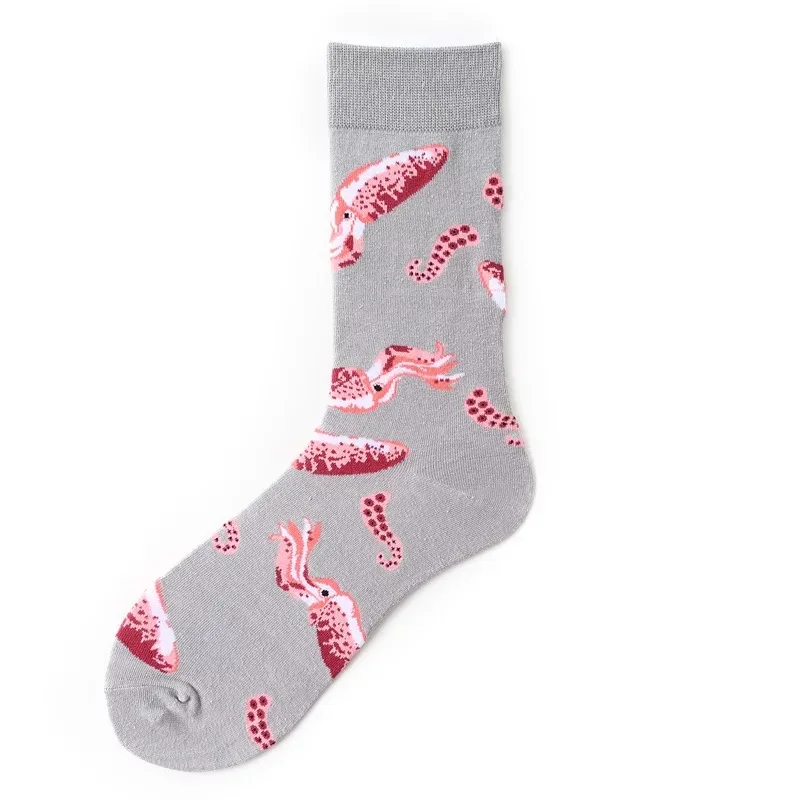 men women socks fashion Tide socks personality seafood Shrimp Couple cotton funny happy the new arrival fish socks