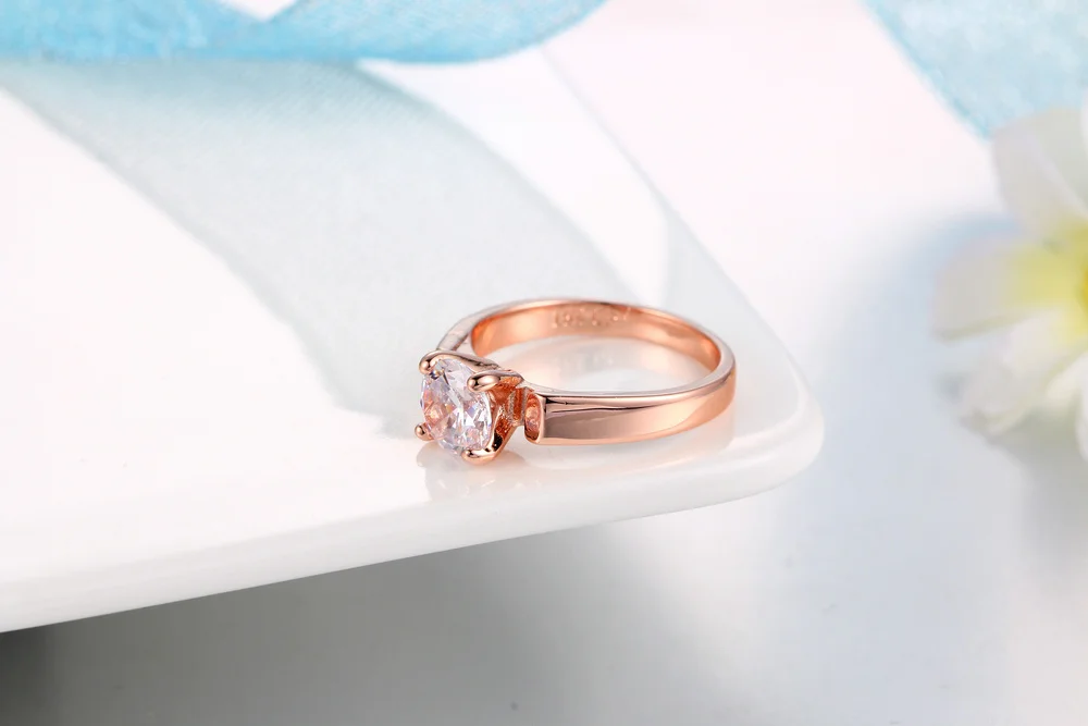 Verlobungs- und Eheringe für Frauen, Klassischer Runder Damenring mit Zirkonia-Stein, Damenring-Accessoires, Schmuck R053 – Detail 6