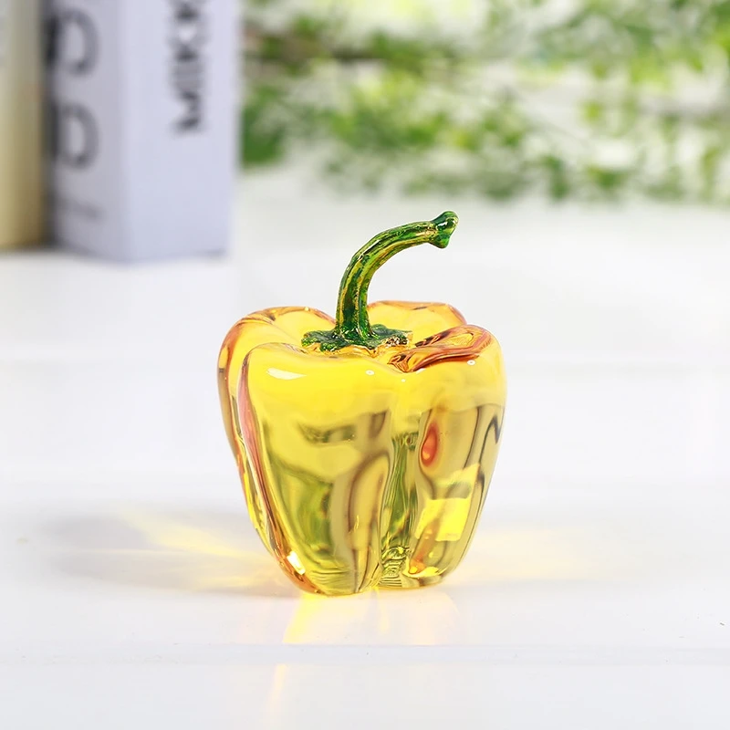3 Colors Cute Crystal Chili Figurines Living Room Ornament Pepper Glass Craft Paperweight Home Decoration Accessory Gifts