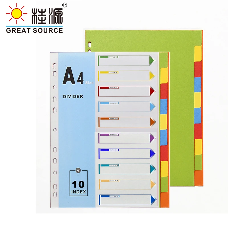 MQQ A4 Planner Divider 11 Holes 10 Dividers Colorful Index Card For Loose Leaf Paper File Folder Dividers (12 Sets)