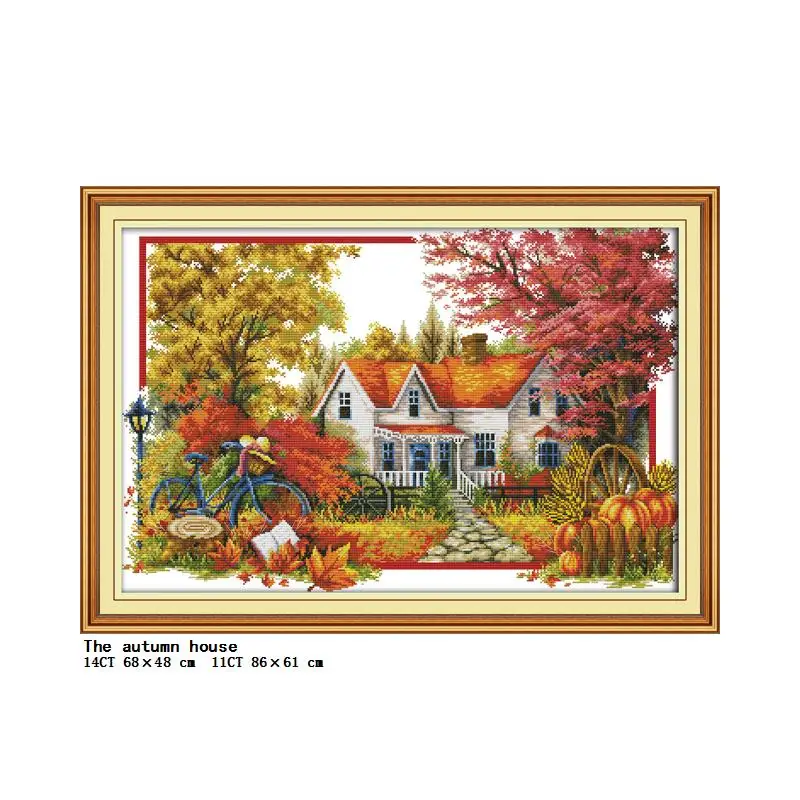 Four Seasons Scenery Series Cross Stitch Kit DIY Landscape Pattern 14CT 11CT Embroidery Set Needlework Home Decoration Painting