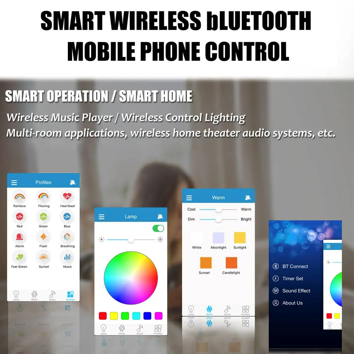 Imagem -03 - Inteligente Rgb Dimmable Música Lâmpada do Teto Alto-falante Bluetooth Luminária Controle Remoto e App 60w ac 220v