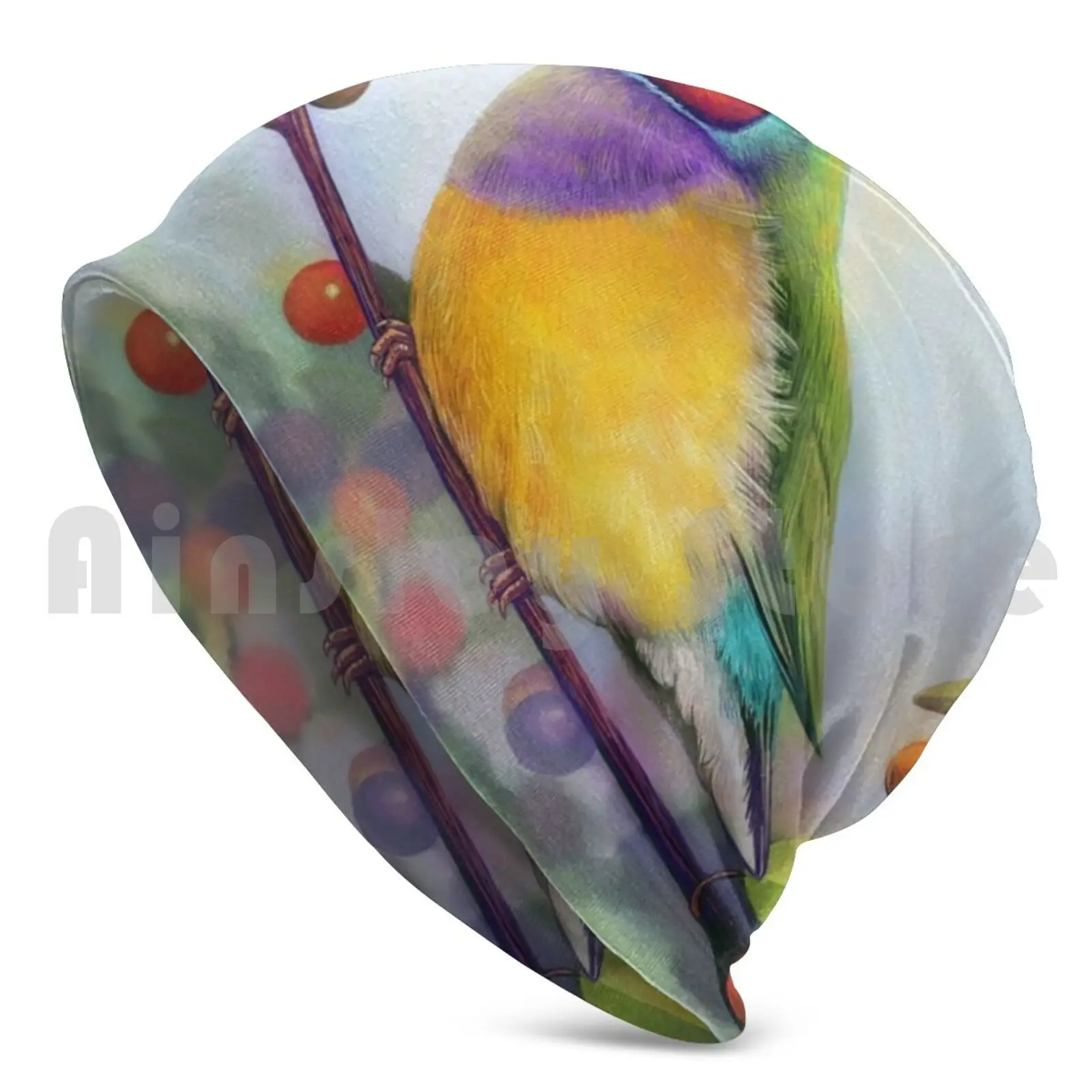 Gouldian Finch Realistic Painting Beanie Hedging Cap DIY Print Cushion Lady Gouldian Finch Gouldian Finch Finch Bird Bird